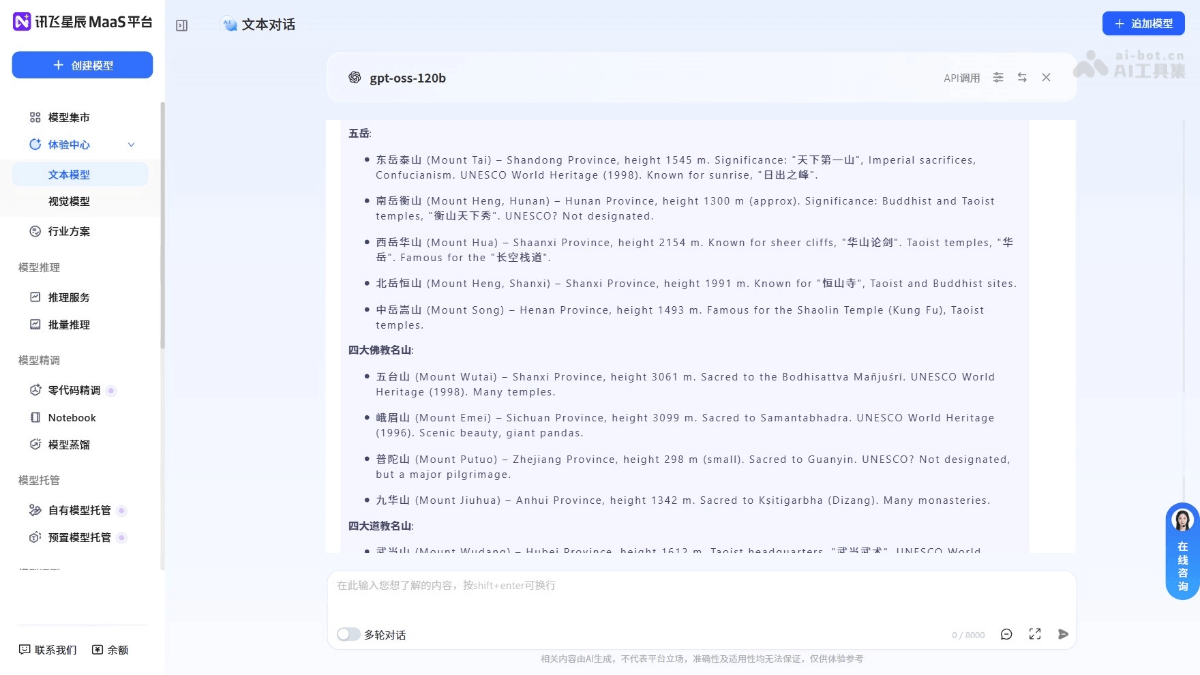 讯飞星辰MaaS 截图